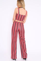 Red Striped Crop Top and Trousers Co-ord Set - Kimmy-Co-ords
