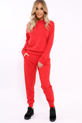 Red Sweatshirt and Joggers Loungewear Set - Evalin-Loungewear