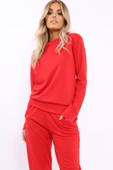 Red Sweatshirt and Joggers Loungewear Set - Evalin-Loungewear