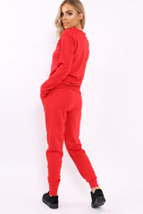 Red Sweatshirt and Joggers Loungewear Set - Evalin-Loungewear