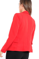Red Tailored Blazer with Silver Button Detailing - Rhetta-Jackets