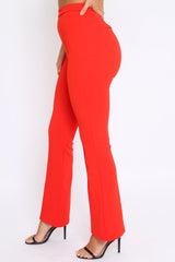 Red Tailored High Waist Flare Trousers - Adela-Trousers