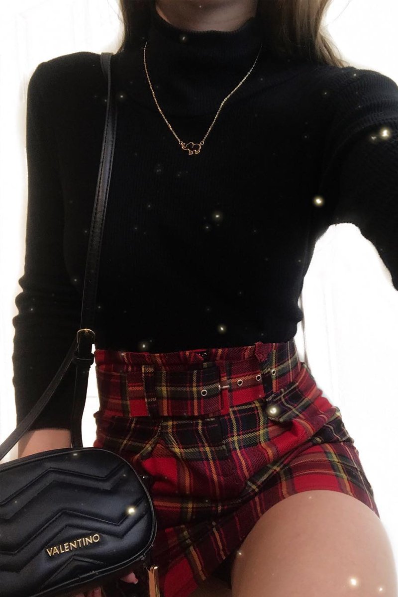 Red Tartan Belted Pleated Mini Skirt - Danyka-Skirts