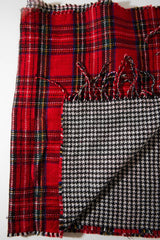 Red Tartan Fringe Trim Scarf - Elycia-Accessories