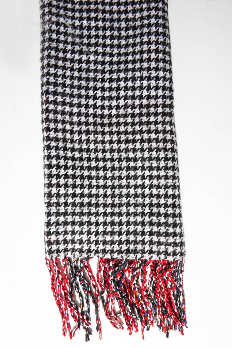 Red Tartan Fringe Trim Scarf - Elycia-Accessories