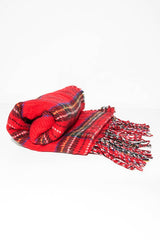 Red Tartan Fringe Trim Scarf - Elycia-Accessories
