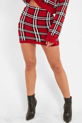 Red Tartan Knit Mini Skirt - Chantelle-Skirts