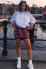 Red Tartan Knit Mini Skirt - Chantelle-Skirts