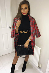 Red Tartan Long Blazer - Kerrie-Jackets