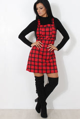 Red Tartan Pinafore-Tarzo-Dresses