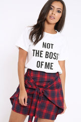 Red Tartan Tie Front Mini Skirt - Tyne-Skirts