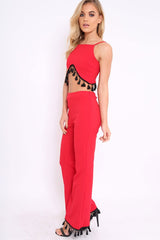 Red Tassel Hem Co-ord Set - Kaylyn-Co-ords