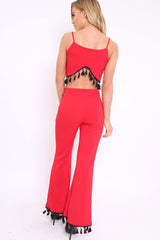 Red Tassel Hem Co-ord Set - Kaylyn-Co-ords