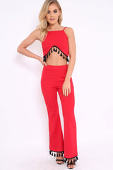 Red Tassel Hem Co-ord Set - Kaylyn-Co-ords