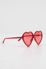 Red Tinted Lens Heart Shape Sunglasses - Elleah-Sunglasses