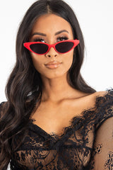 Red Tinted Lens Mini Cat Eye Sunglasses - Ezrie-Sunglasses