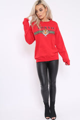 Red Tokyo Slogan Sweatshirt - Lilah-Sweatshirts