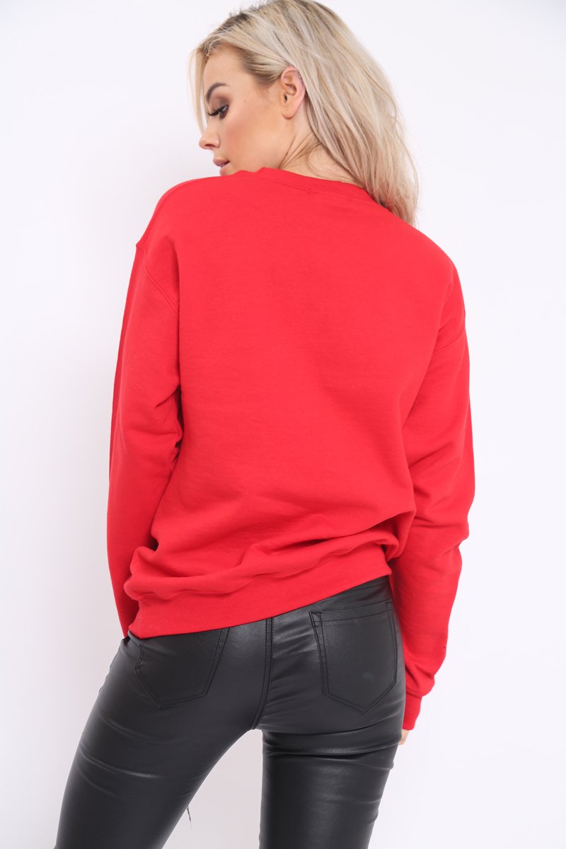 Red Tokyo Slogan Sweatshirt - Lilah-Sweatshirts
