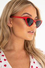 Red Triangle Slim Cat Eye Sunglasses - Zeina-Sunglasses