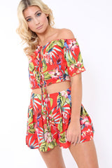 Red Tropical Print Shorts - Florence-Shorts