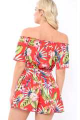Red Tropical Print Shorts - Florence-Shorts