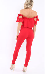 Red Trousers and Crop Top Co-ord - Daizy-Co-ords