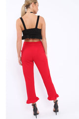Red Trousers with Frill Detailing - Brayley-Trousers