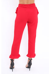 Red Trousers with Frill Detailing - Brayley-Trousers