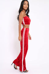 Red Velvet Boobtube and Trouser Set - Shayla-Co-ords