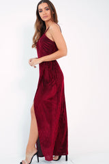 Red Velvet Stripe Wrap Maxi Dress - Tamyah-Dresses