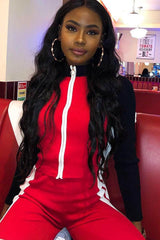 Red White Black Striped Tracksuit - Greylynn-Loungewear