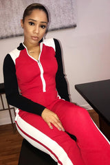 Red White Black Striped Tracksuit - Greylynn-Loungewear