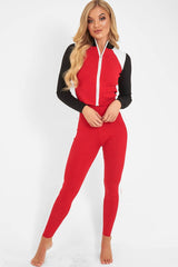 Red White Black Striped Tracksuit - Greylynn-Loungewear