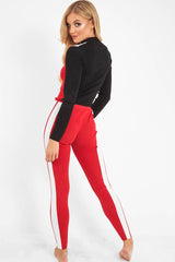 Red White Black Striped Tracksuit - Greylynn-Loungewear