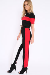 Red White and Black Colour Block Co-ord - Jacey-Co-ords