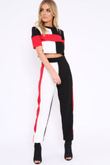 Red White and Black Colour Block Co-ord - Jacey-Co-ords
