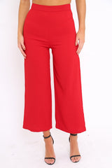Red Wide Leg Trousers - Angela-Trousers