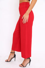 Red Wide Leg Trousers - Angela-Trousers