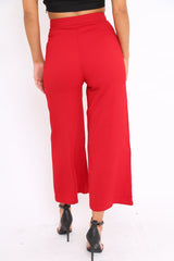 Red Wide Leg Trousers - Angela-Trousers