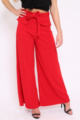 Red Wide Leg Trousers - Yari-Trousers