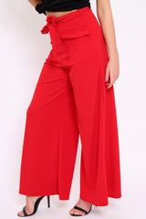 Red Wide Leg Trousers - Yari-Trousers