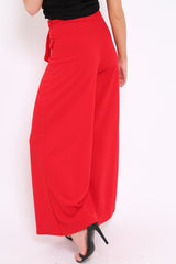 Red Wide Leg Trousers - Yari-Trousers
