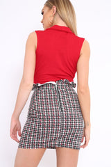 Red Wrap Front Blazer Style Bodysuit - Leiana-Bodysuits