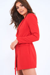 Red Wrap Over Belted Blazer - Holden-Jackets