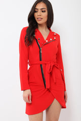 Red Zip Front Blazer - Isla-Jackets