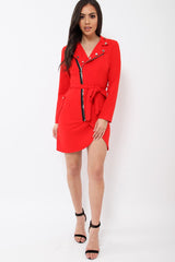 Red Zip Front Blazer - Isla-Jackets