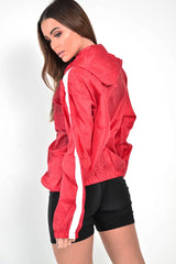 Red Zip Front Windbreaker Jacket - Terah-Jackets
