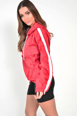 Red Zip Front Windbreaker Jacket - Terah-Jackets