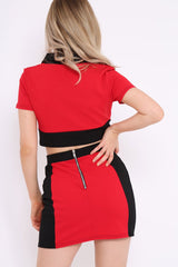 Red and Black Crop Top and Mini Skirt Co-ord - Kasie-Co-ords