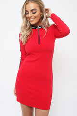 Red bodycon dress with stripe detail - Bryonna-Dresses